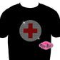 American Red Cross Black Women T-shirt Rhinestone Sparkle Bling Design