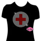 American Red Cross Black Women T-shirt Rhinestone Sparkle Bling Design
