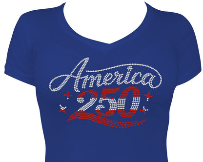 America 250 Women's Fitted Vneck Tshirt