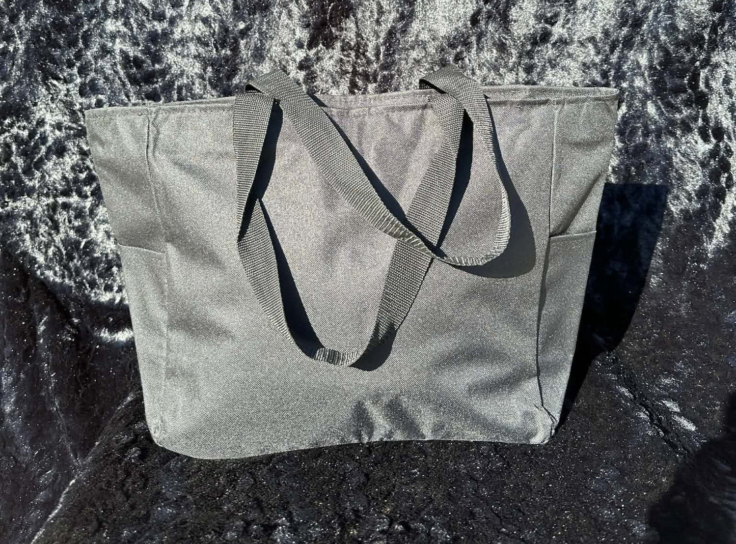 Black Canvas Tote end pockets