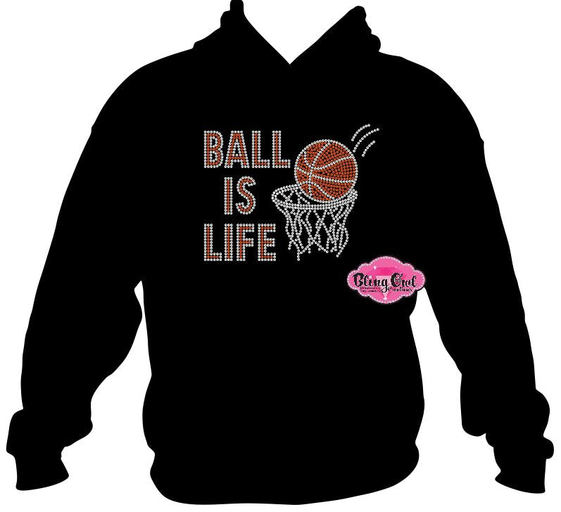 ball is life basketball_ spirit_wear black shirt rhinestones sparkle bling