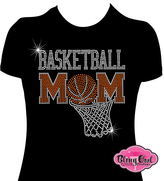 basketball_mom spirit_wear black fitted shirt rhinestones sparkle bling