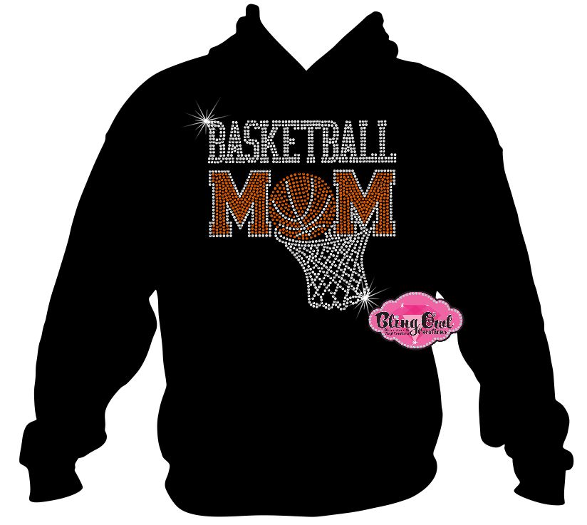 basketball_mom spirit_wear black sweatshirt rhinestones sparkle bling