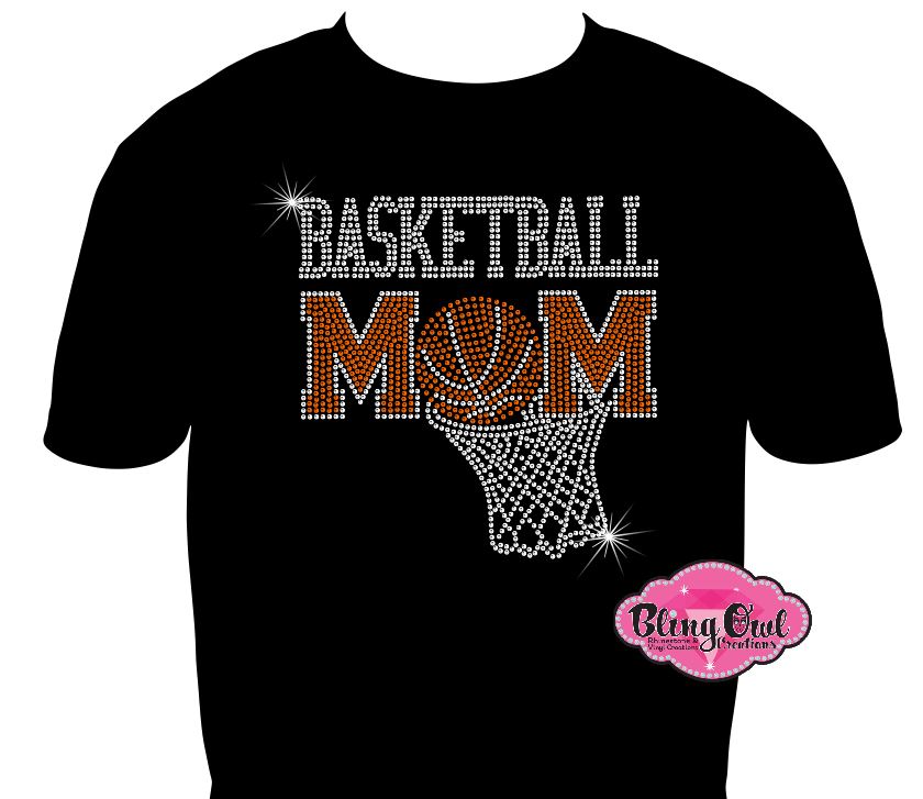 basketball_mom spirit_wear black unisex shirt rhinestones sparkle bling
