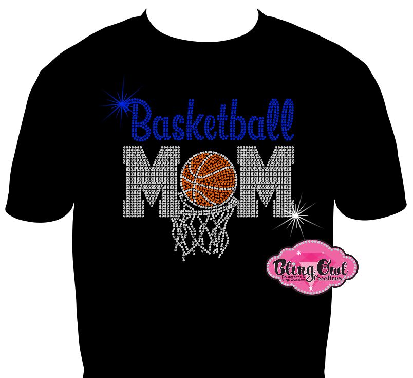 basketball_mom design shirt school spirit wear for sports mom rhinestones sparkle shirt