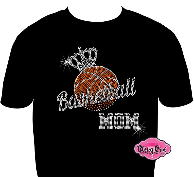 basketball_mom crown spirit_wear gray fitted shirt rhinestones sparkle bling