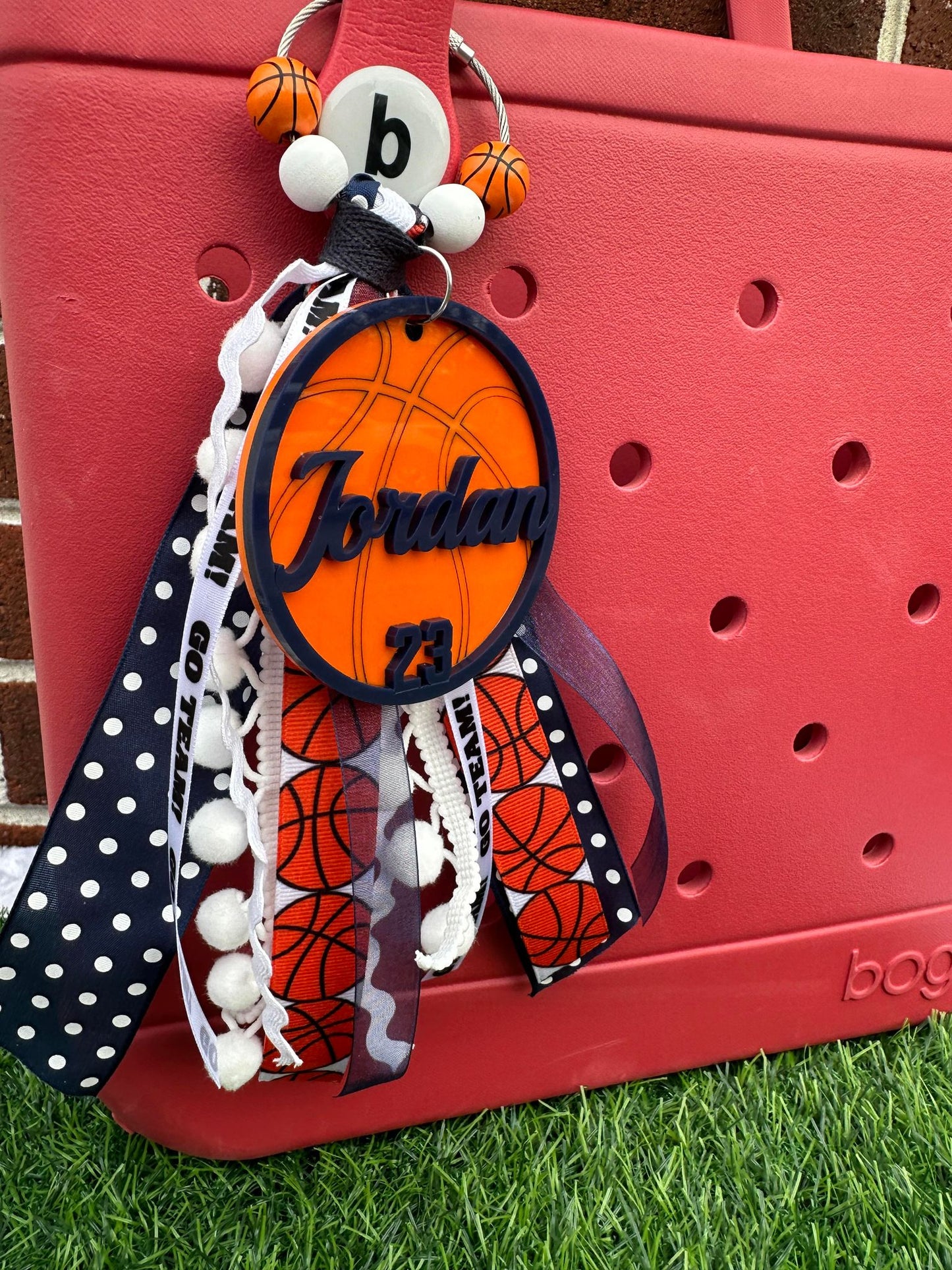 Basketball Bogg Bag Tag/Charm (can add Ribbons/Beads)