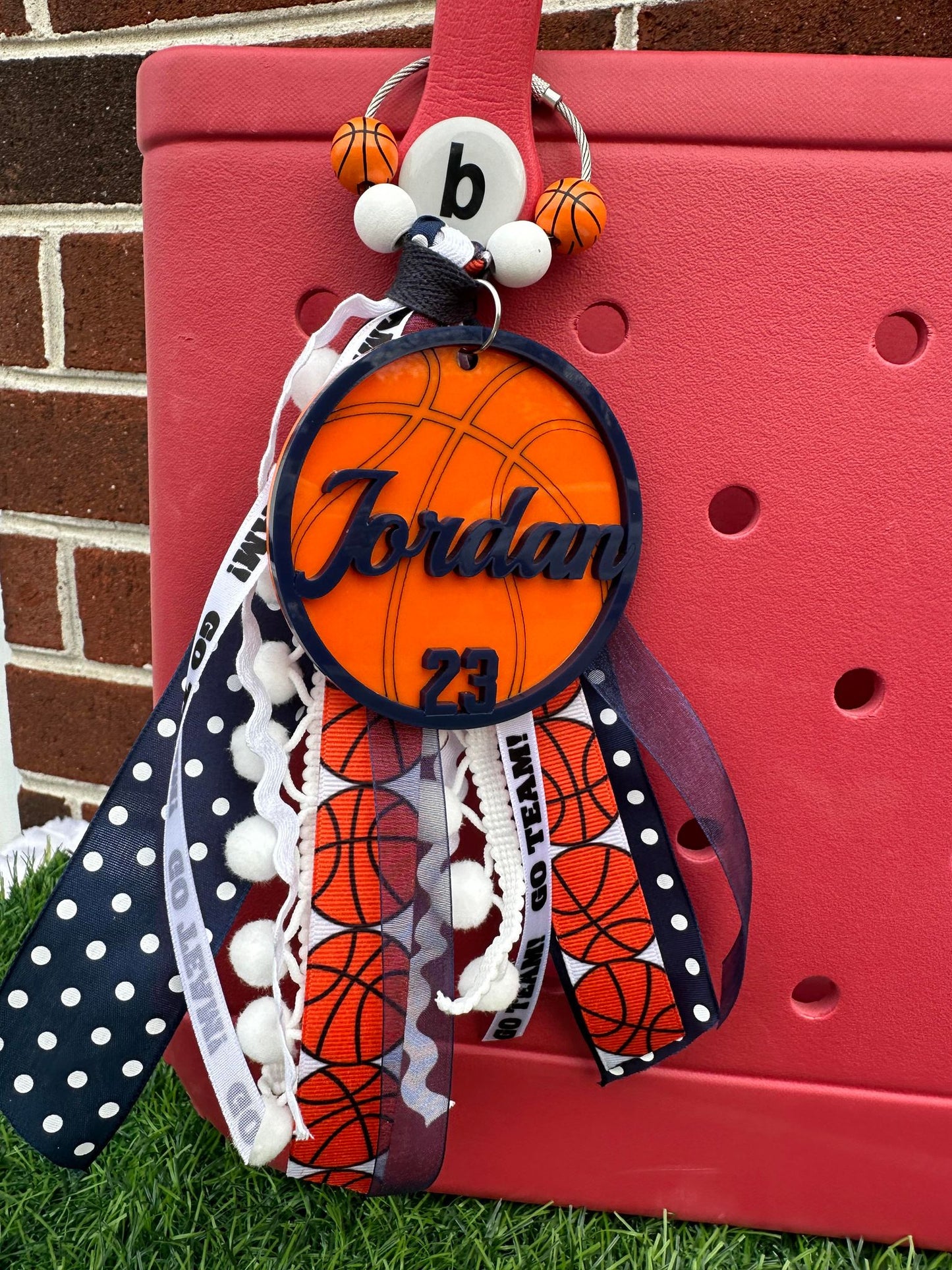 Basketball Bogg Bag Tag/Charm (can add Ribbons/Beads)