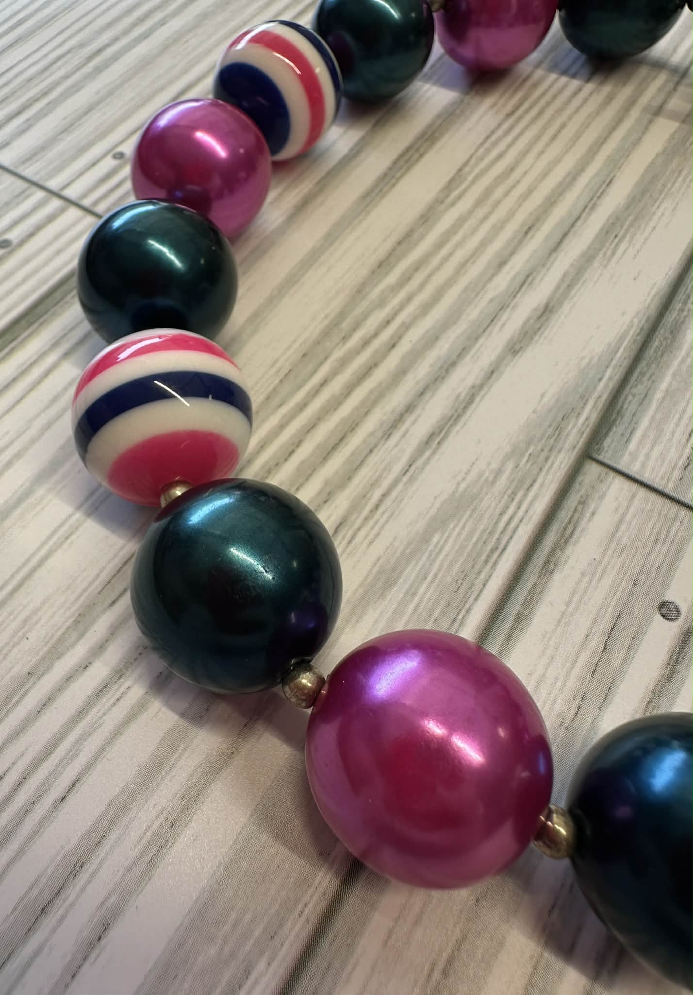 Pink & Navy Bubble Necklace- Young Girl