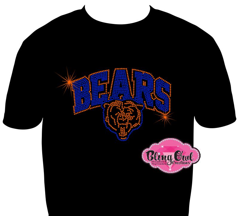 bears_spirit_wear team school spirit wear shirt rhinestones sparkle bling