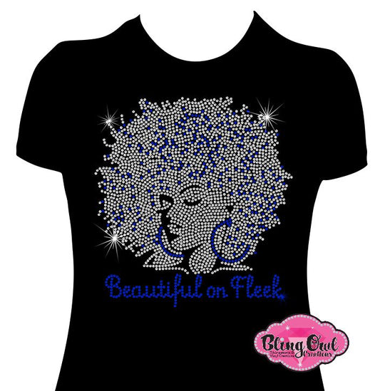lady afro hair beautiful on fleek shirt black women cultural african american rhinestones sparkle bling
