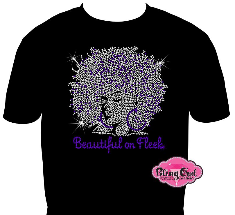 lady afro hair beautiful on fleek shirt black women cultural african american rhinestones sparkle bling