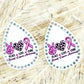 Breast Cancer Metal Rhinestone Teardrop Earrings