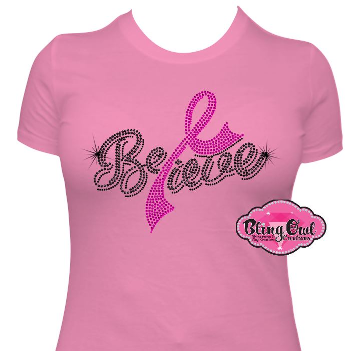 Believe Cursive Ribbon (Rhinestone Design)