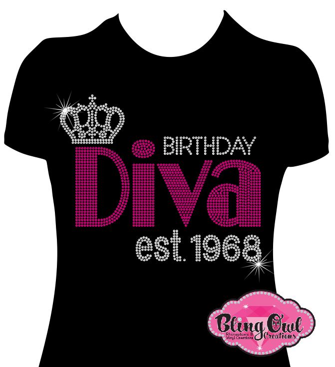 Birthday Diva 3 est (Rhinestone TRANSFER ONLY)