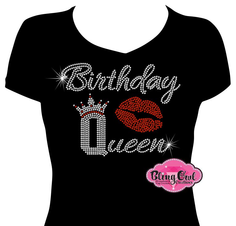 Birthday Queen lips 1 (Rhinestone TRANSFER ONLY)