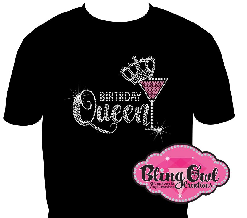 Birthday Queen Martini 1 (Rhinestone Design)