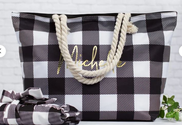 Buffalo Plaid Large Tote Bag