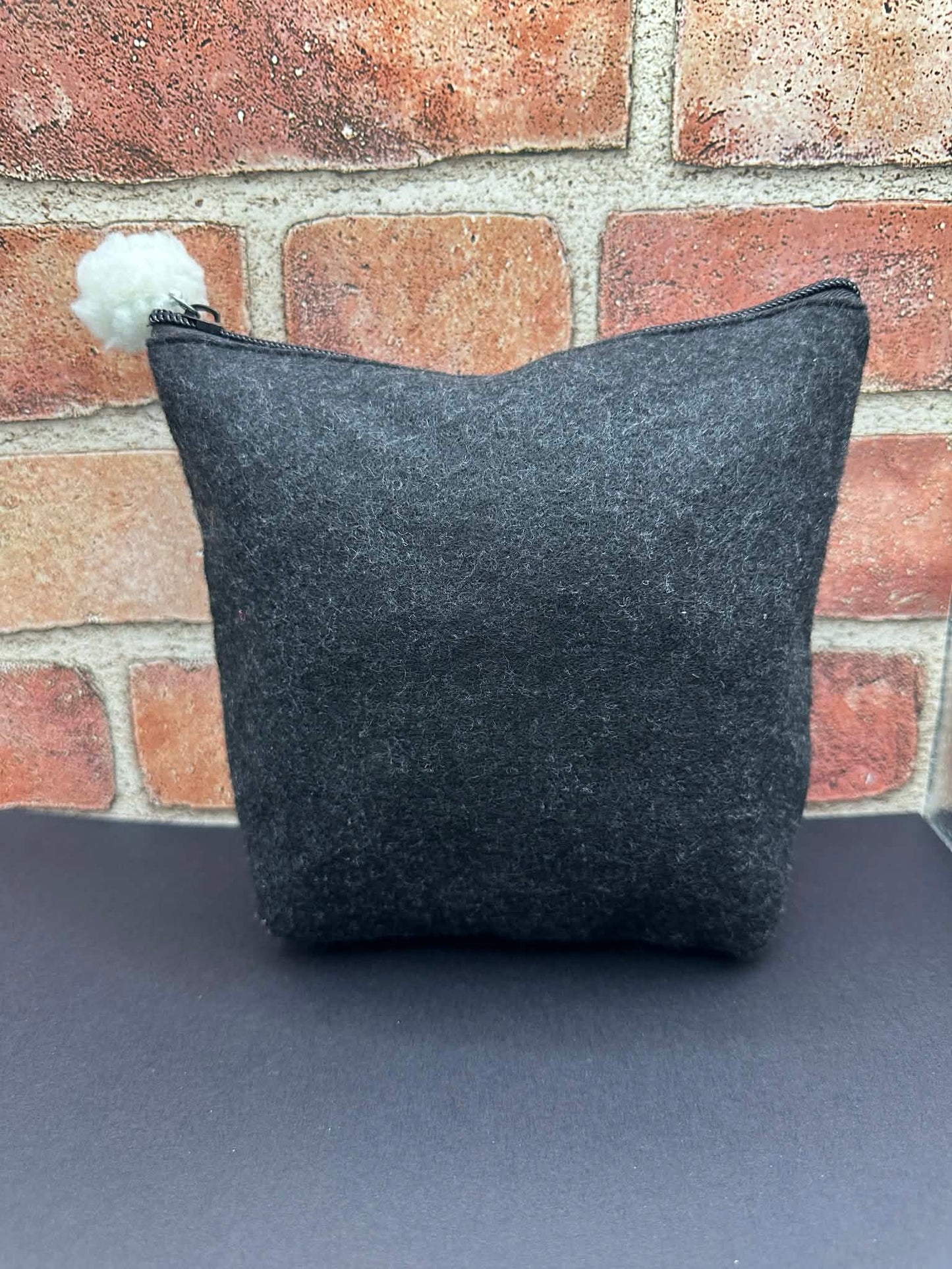 Wool Zipper Pouch with Pom