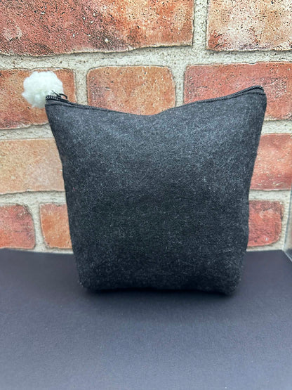 Wool Zipper Pouch with Pom