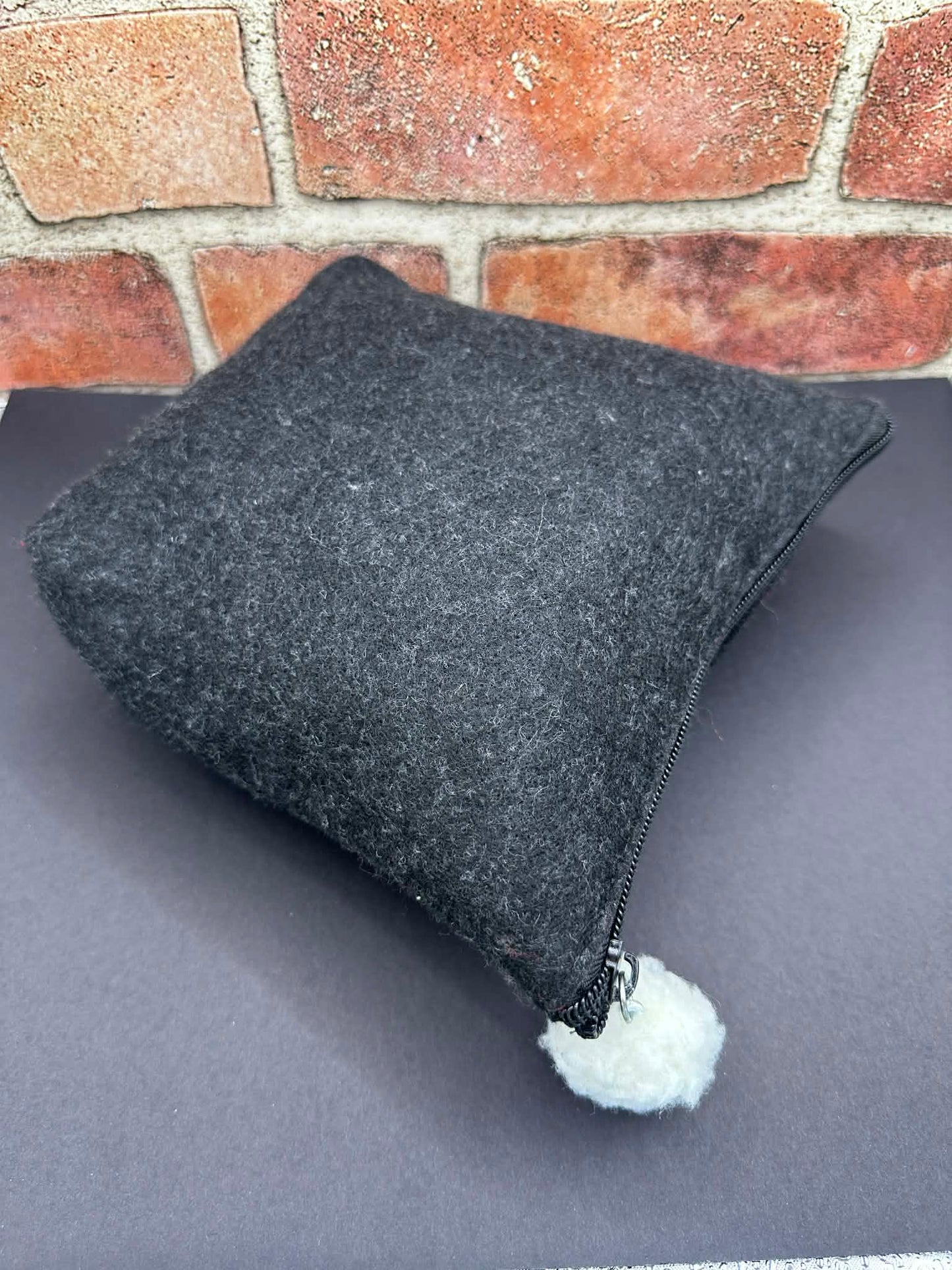 Wool Zipper Pouch with Pom