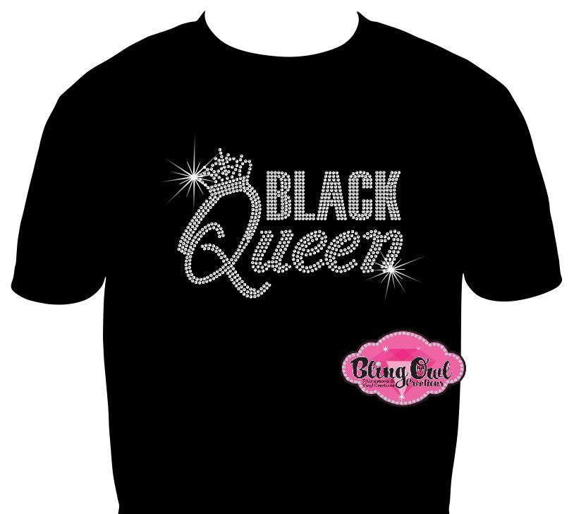 black queen princess crown lady shirt black women cultural african american rhinestones sparkle bling