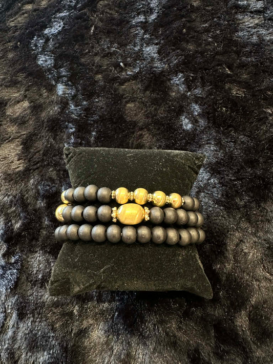 Black & Gold Stacking Bracelet