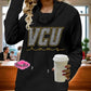 VCU Rams script underneath Cowl Neck Long Sleeve