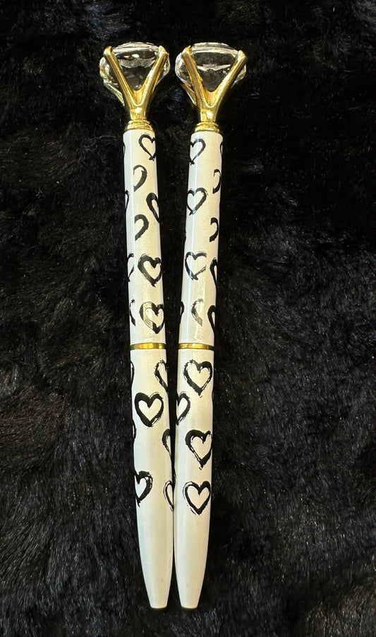 Diamond Ballpoint Pens - Hearts