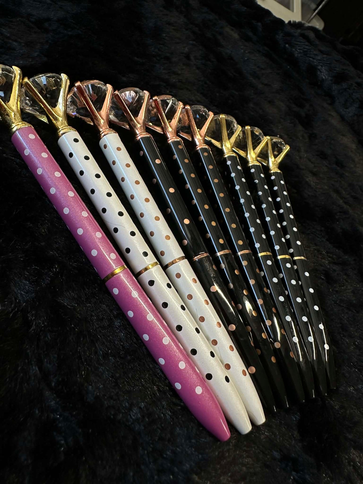 Diamond Ballpoint Pens - Polka Dots