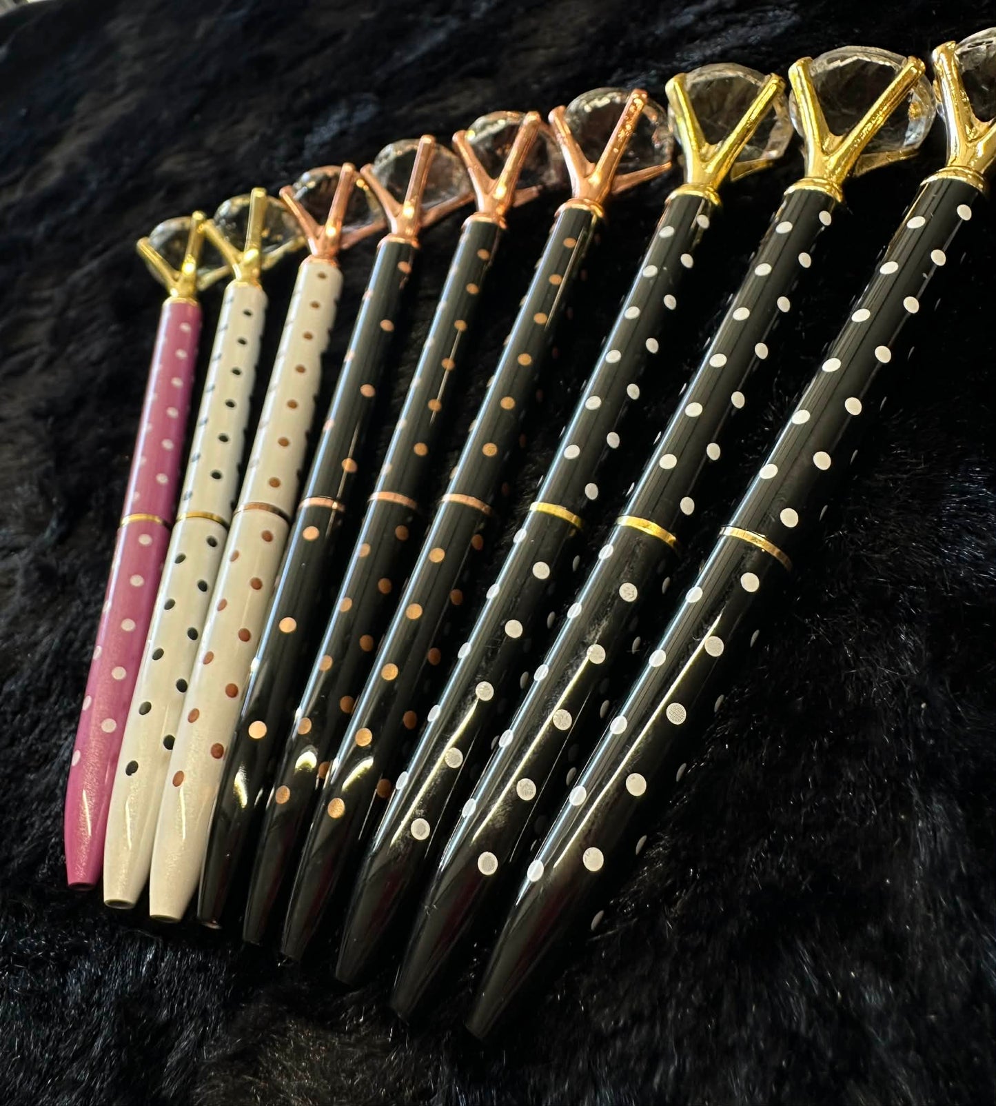 Diamond Ballpoint Pens - Polka Dots