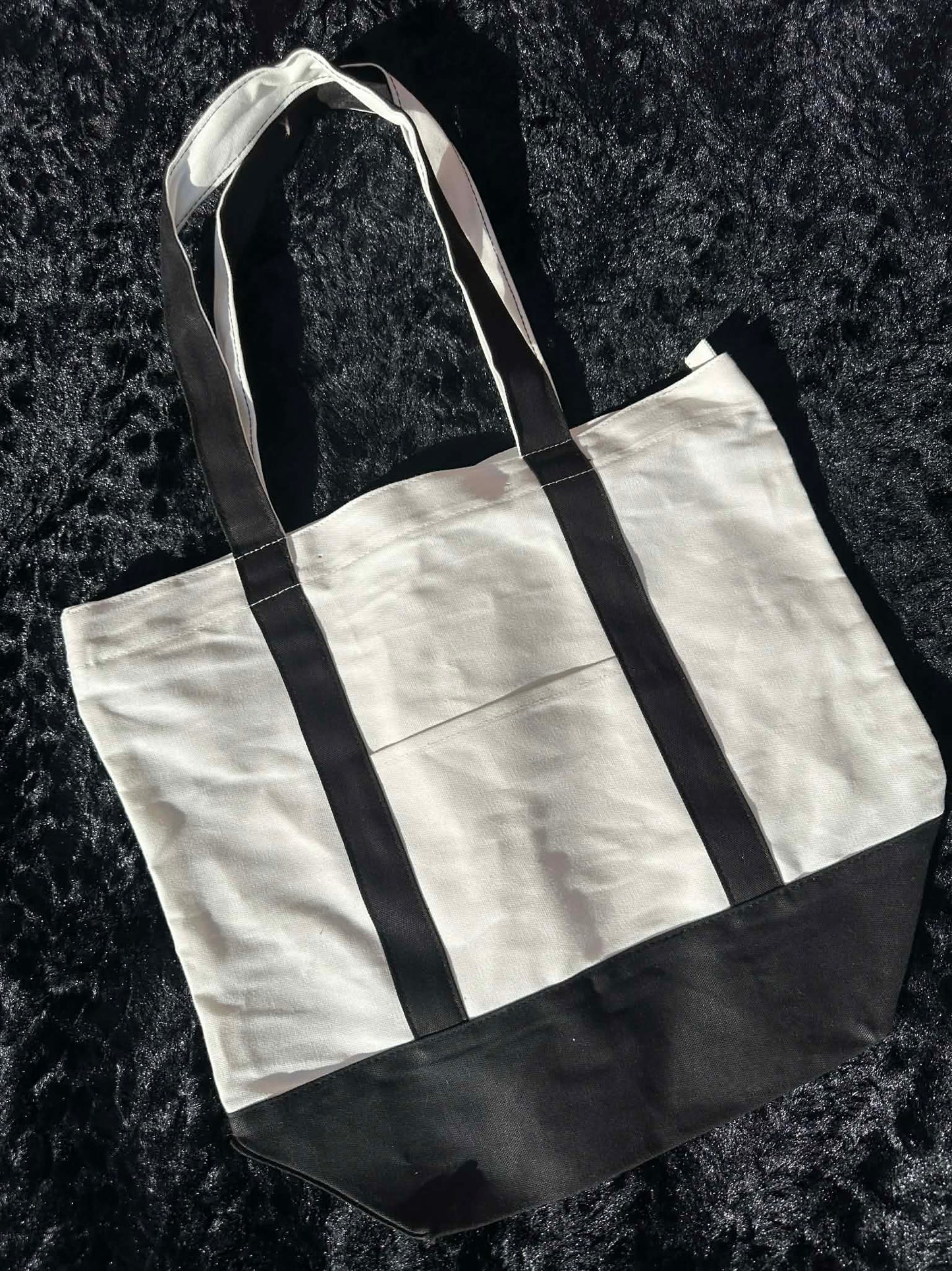 Black & White Canvas Boat Tote
