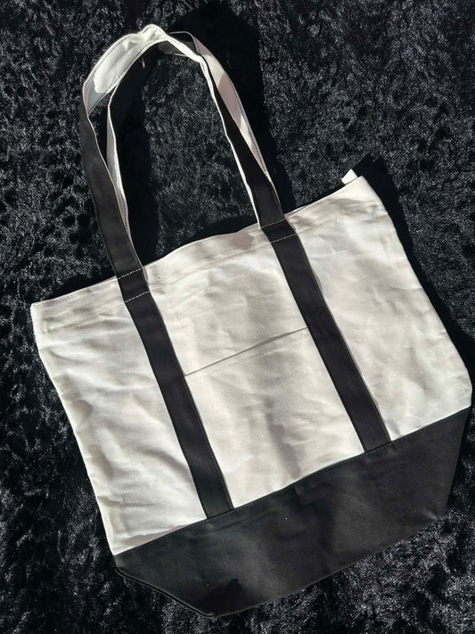Black & White Canvas Boat Tote