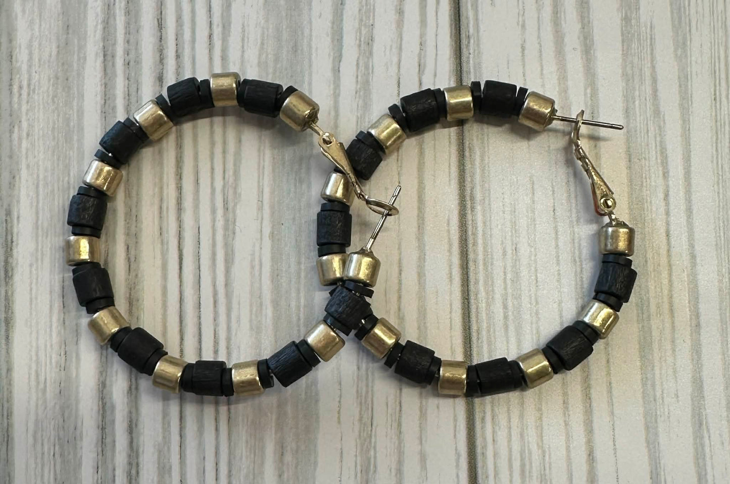 Black & Gold Hoop Earrings