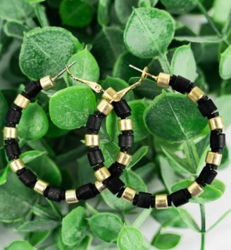 Black & Gold Hoop Earrings