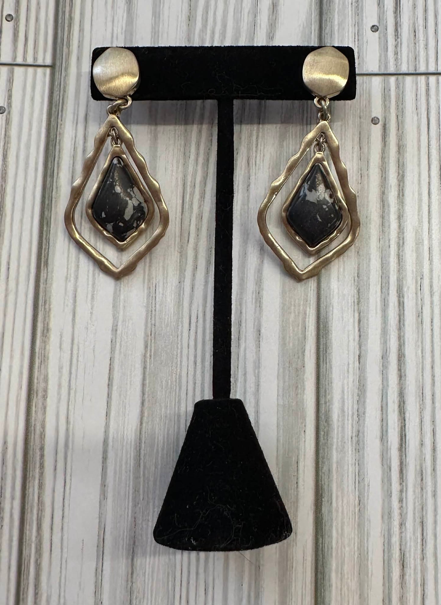 Black & Gold Teardrop Earrings