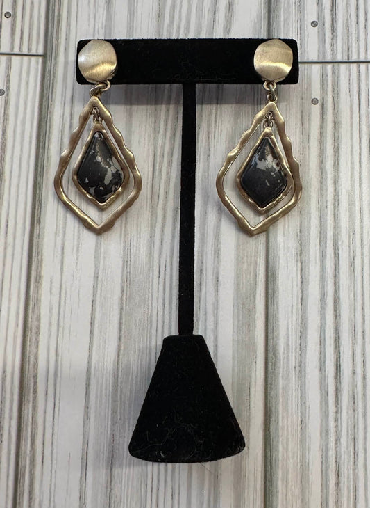 Black & Gold Teardrop Earrings
