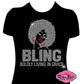 lady afro hair boldly living in grace shirt black women cultural african american rhinestones sparkle bling