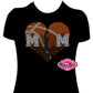 Girl Faded Heart Basketball  (Rhinestone design)