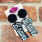 braves acrylic earrings pom pom toppers mascot school spirit wear