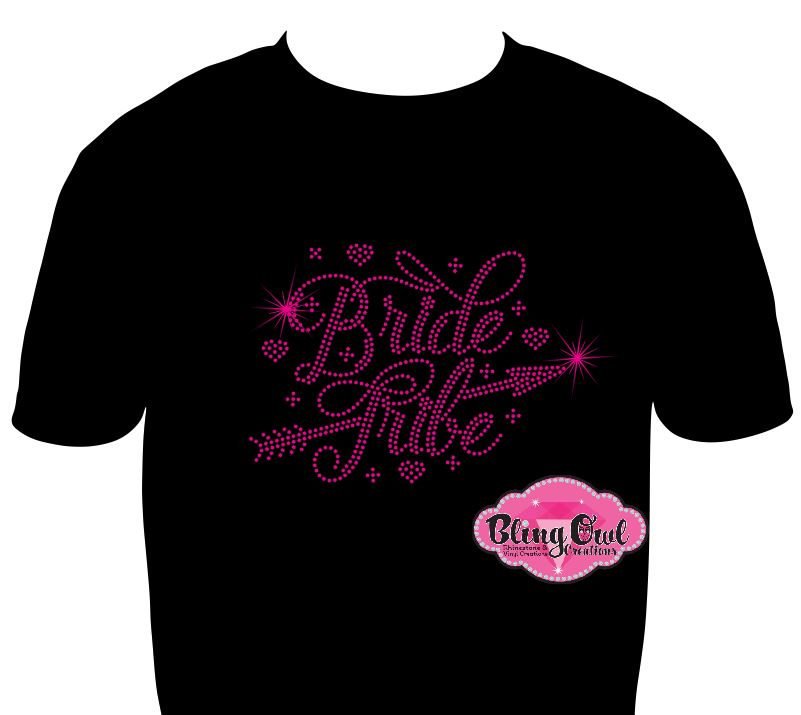 bridal_tribe rhinestone_ladies_bling_tees sparkle bachelorette_party_outfit bridal_shower_tshirt bling_babes chic_and_casual