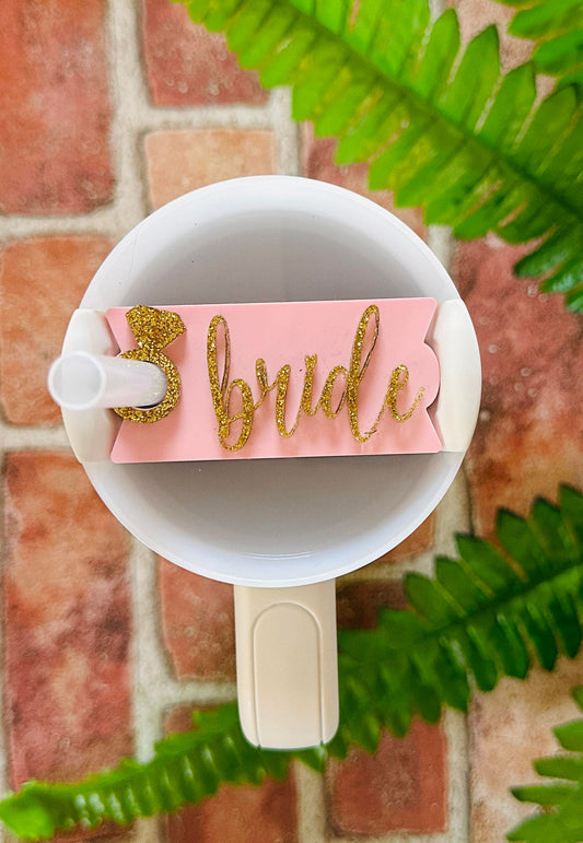 Bride cup topper cup plate personalized acrylic plates Tumbler cup name, name tag for tumbler, tumbler name plate, tumbler name tag