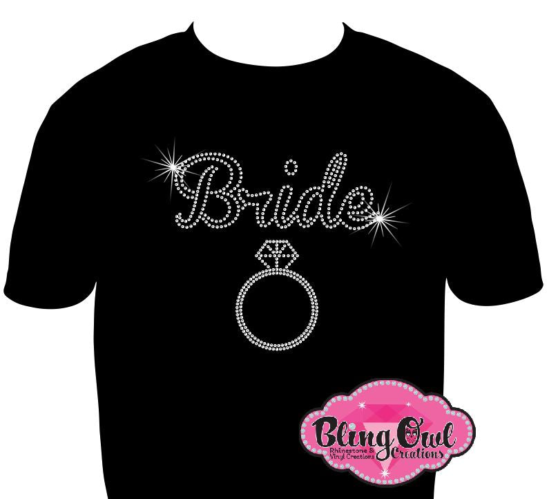 Bride_with_ring bride_to_bling chic_and_classy outfit bachelorette_bling_outfit bridal_shower_tee trendy_bride_to_be shirt rhinestone_royalty sparkle_on_your_day ladies_bling_shirt bling_babes wedding_bling_shirt