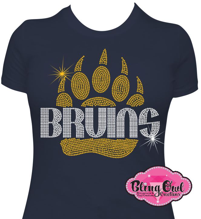 western_branch bruins large paw claw spirit_wear bear claw rhinestones sparkle bling