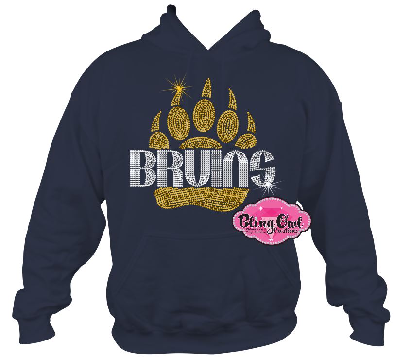 western_branch bruins large paw claw spirit_wear bear claw rhinestones sparkle bling