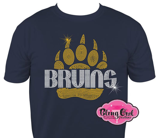 Bruins Large Paw Adult Short Sleeve Unisex