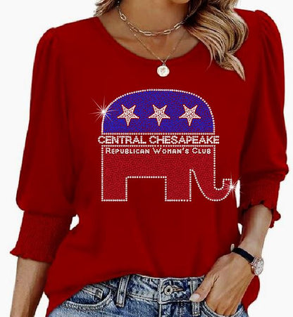 CCRWC Dressy Casual 3/4 Ruffle Sleeve Republican Elephant
