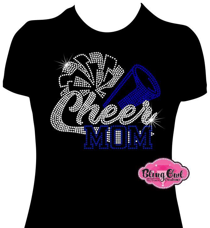 cheer_mom pom_pom design shirt rhinestones sparkle bling