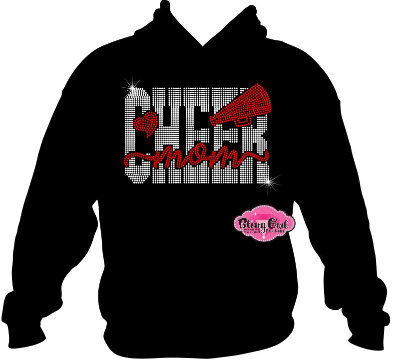 cheer_mom heart shirt rhinestones sparkle bling cheerleading