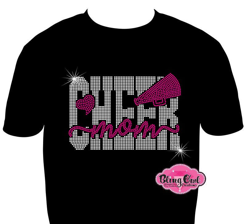 cheer_mom heart shirt rhinestones sparkle bling cheerleading